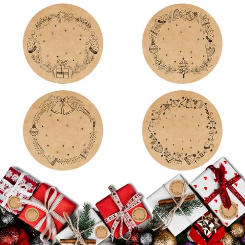 240 Stk Aufkleber Weihnachten, Kraftpapier Weihnachtsaufkleber, Weihnachtsaufkleber zum Beschreiben, Sticker Weihnachten,Rund Weihnachtsaufkleber für Weihnachtskarten, Umschlag (Schwarz) von Aoiuenok