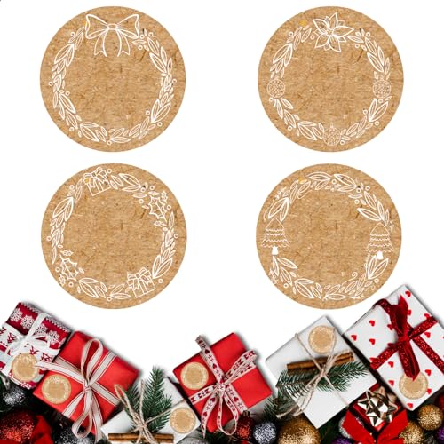 240 Stk Aufkleber Weihnachten, Kraftpapier Weihnachtsaufkleber, Weihnachtsaufkleber zum Beschreiben, Sticker Weihnachten,Rund Weihnachtsaufkleber für Weihnachtskarten, Umschlag (Weiß) von Aoiuenok