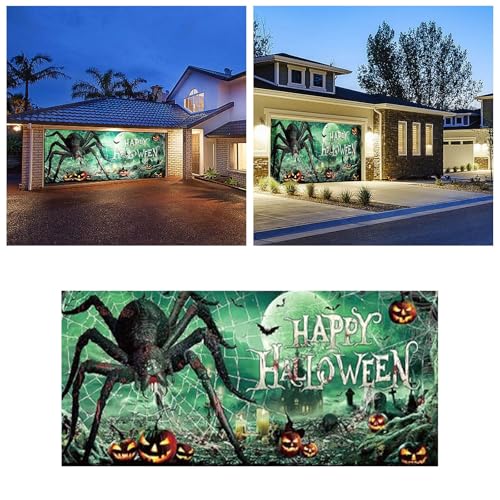 Halloween Garage Door Banner, Halloween Garagentor Abdeckung, Große hängende Tür-Abdeckung, Halloween-Garage-Wanddekorationen für den Außenbereich, Haus, Hof, Garagentor-Dekorationen(210x150cm) von Aoklidil