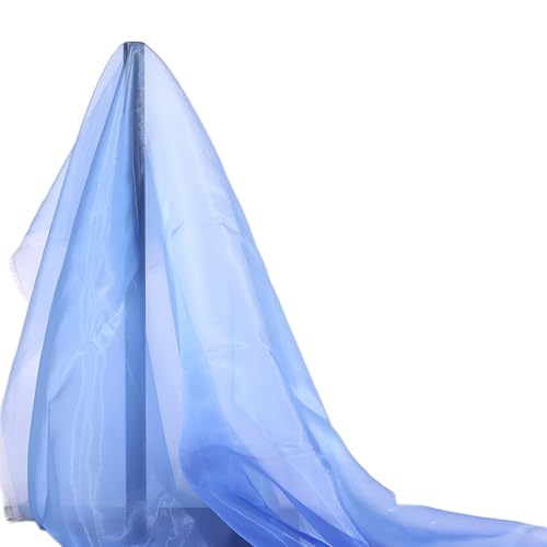 1,42 m x 1 m Farbverlaufs-Organza-Stoff, Tüllstoff, Rolle, Polyester, durchscheinender Organza-Stoff für Kleidung, Bühnenkostüm-Dekoration, blau von Aoktorkit