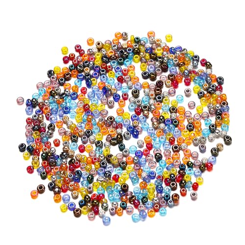 1 Packung 2 mm gemischte Farben, schillernde Rocailles-Perlen, kleine Glasperlen zum Basteln, für Armbänder, Schlüsselanhängerherstellung, ca. 1800 Stück 1 Packung 2 mm gemischte Farben, schillernde Rocailles-Perlen, kleine Glasperlen zum Basteln, für Armbänder, Schlüsselanhängerherstellung, ca. 1800 Stück von Aoktorkit