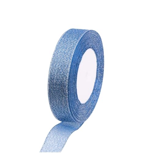 1 Rolle metallisches Glitzerband, glitzerndes Polyesterband, blaues dekoratives Band für Bastelarbeiten, Geschenkverpackungen, 2 cm x 23 m von Aoktorkit