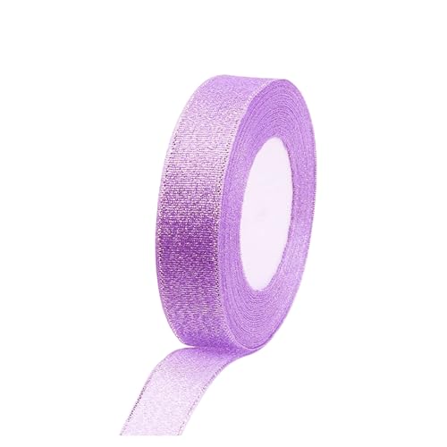 1 Rolle metallisches Glitzerband, glitzerndes Polyesterband, rosa-violett, dekoratives Band für Bastelarbeiten, Geschenkverpackungen, 2 cm x 23 m von Aoktorkit