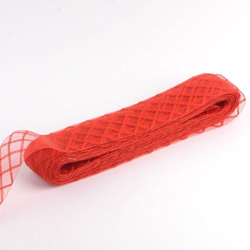 4,5 cm x 20 m steifer Rosshaar-Zopf, Polyester-Band, rotes Rosshaar-Netzgeflecht für Hochzeitskleid, Ausbeinen, Nähen von Aoktorkit