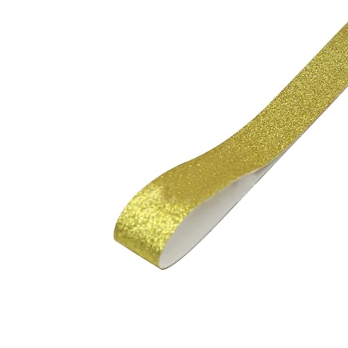 Glitzer-Lederband, einseitiges PU-Glitzerband, flache Lederschnur für Kunst und Handwerk, goldfarben, 25 mm x 4,5 m von Aoktorkit