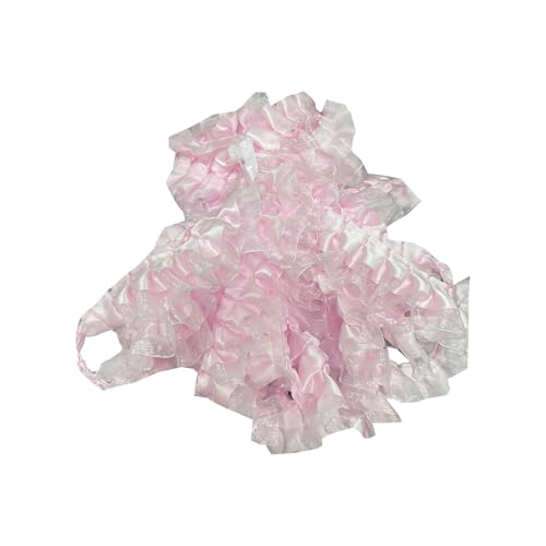 Pinkes Plissee-Spitzenband, doppelte Rüschen, Polyester-Faltenband zum Nähen, Basteln, 3,8 cm x 9,1 m von Aoktorkit