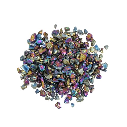 Zerkleinertes Glas, bunt, unregelmäßige Metallic-Chips, zerbrochene Glassplitter zum Basteln, Glaskies für mikroskopische Landschaftsgestaltung, Dekoration, 1–4 mm, 50 g von Aoktorkit