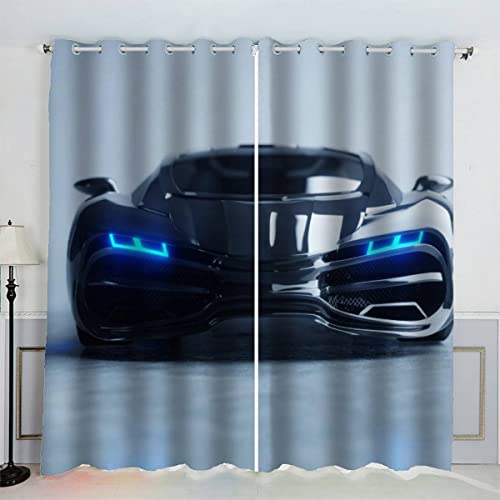 Aolity Gardinen Rennwagen Sportwagen Vorhänge Ösen 2 Stück Cooler Sportwagen Vorhang Schlafzimmer Geräuschreduzierung 3D Drucken Luxus Hochwertig Abdunklungsvorhänge 220 x 215 cm BxH von Aolity