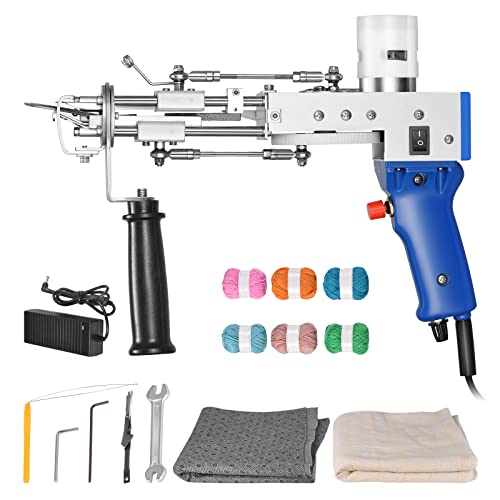 Tufting Gun Set Elektrische Touffetpistole, Aomdom 7-21 mm, 2-in-1, Basteln zu Hause, mit Wollgarn und Tufting Leinwand und Anfängern für Handwerk, Teppich, Kleidung von Aomdom