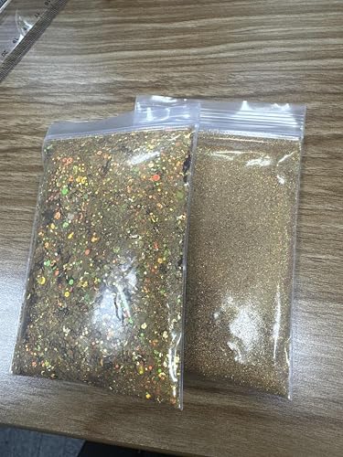 100g Glitzerpulver, Glitzer Basteln, Glitzer Gold Bastelmaterial, Gold Glitzerpulver 50g Fein/50g Pailletten, Pulver Glitzer Zum Dekorieren FüR Nagelkunst, Masquerade, Handwerk von Aomhrek