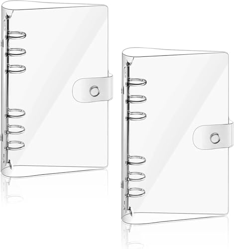 2 Stück Ringbuch A6, Binder A6, Ordner A6, Ringbuch Taschen A6, A6 Ringbuch Nachfüllbar, Notizbuch Transparent Ringbuch Hüllen von Aomhrek