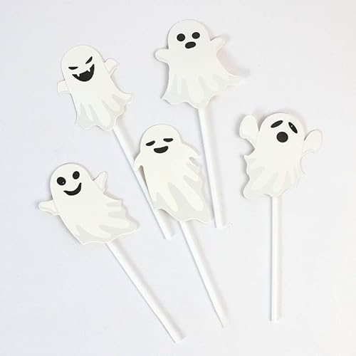 25 Pcs Geist Halloween Cupcake Topper Party Dekoration, Gruselige Geist Thema Party Kuchendekor, Halloween Muffin Deko Zubehör, Geist Deko für Halloween Party von Aomhrek