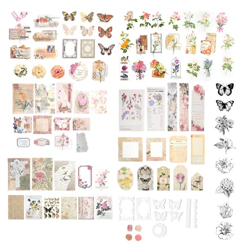 260 BläTter Scrapbook Stickers Flower Stickers For Scrapbooking Blume Schmetterling Scrapbooking ZubehöR Jahrgang Scrapbook Dekopapier von Aomhrek