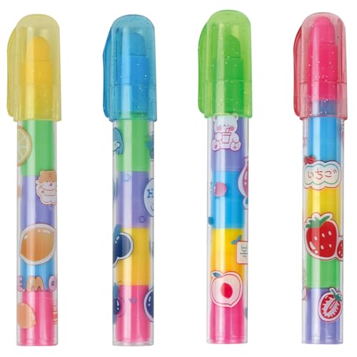 Aomhrek Lustige Radiergummis, 4er Pack Radiergummi Stift, Perfekt als Mitgebsel, Bunte Radiergummis für Schule und Zuhause von Aomhrek