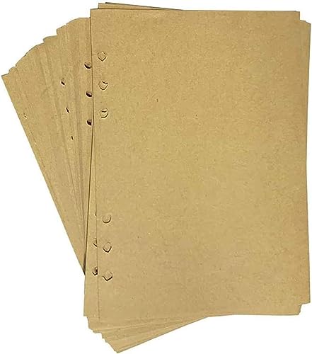 Aomiduo Nachfüllbares A5 Papier Liniert, Nachfüllpapier 100 Blätter 6 Löcher Nachfülleinlagen Kraftpapier für A5 Notizbuch, Tagbuch für Agenden Planer Tagebücher Tägliches Tagebuch Skizzen Malen von Aomiduo