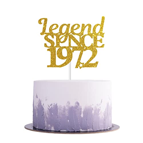 Aonbon Gold Glitter Legend Since 1972 Cake Topper - 50th Birthday Cake Topper Frauen Männer 50th Birthday Party Dekorationen 50th Birthday Sign (1972) von Aonbon