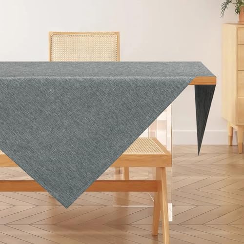 AooHome Tischdecke 80X80cm, Grau Leinen-Optik Tischdecken Abwaschbar Tischtuch aus Polyester Wasserabweisend mit Lotuseffekt, Dauerhaft Kratzfest für Wohnzimmer, Esszimmer, Balkon, Garten von AooHome