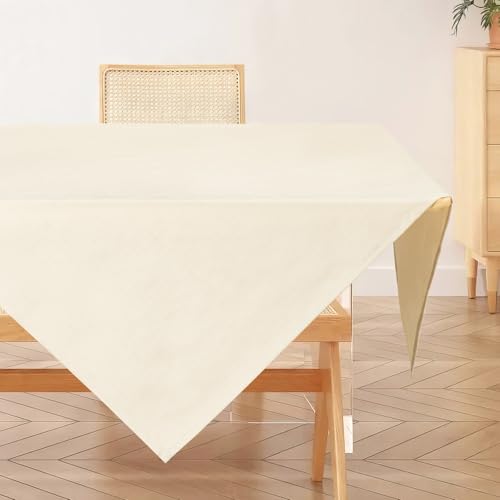 AooHome Tischdecke Abwaschbar, Beige Tischdecken 100x100cm Leinen-Optik Tischtuch aus Polyester Wasserabweisend mit Lotuseffekt, Dauerhaft Kratzfest für Wohnzimmer, Esszimmer, Balkon, Garten von AooHome