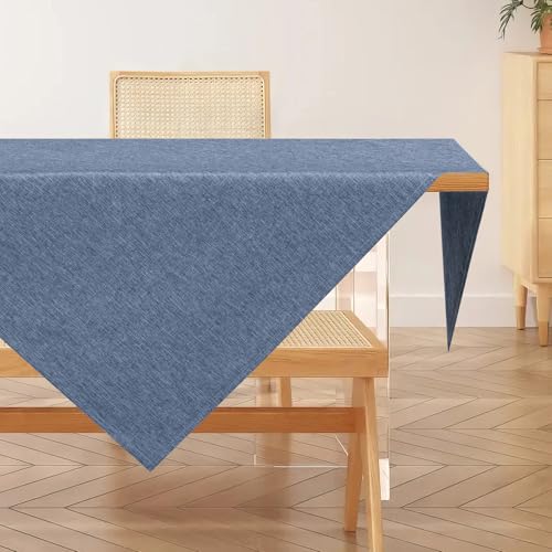 AooHome Tischdecke Abwaschbar, Blau Tischdecken 100x100cm Leinen-Optik Tischtuch aus Polyester Wasserabweisend mit Lotuseffekt, Dauerhaft Kratzfest für Wohnzimmer, Esszimmer, Balkon, Garten von AooHome