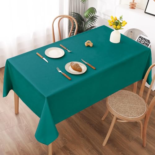 AooHome Tischdecke Abwaschbar, Blaugrün Tischdecken 140x200cm Leinen-Optik Tischtuch aus Polyester Wasserabweisend mit Lotuseffekt, Dauerhaft Kratzfest für Wohnzimmer, Esszimmer, Balkon, Garten AooHome Tischdecke Abwaschbar, Blaugrün Tischdecken 140x200cm Leinen-Optik Tischtuch aus Polyester Wasserabweisend mit Lotuseffekt, Dauerhaft Kratzfest für Wohnzimmer, Esszimmer, Balkon, Garten von AooHome