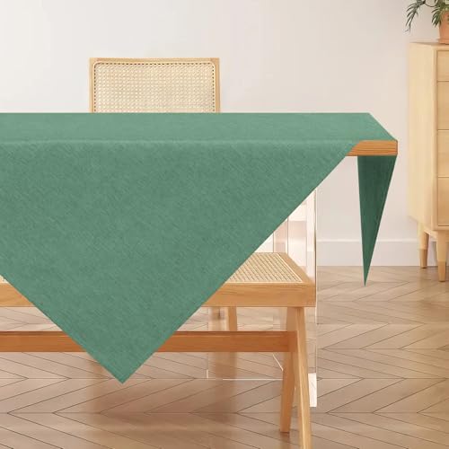 AooHome Tischdecke Abwaschbar, Grün Tischdecken 100x100cm Leinen-Optik Tischtuch aus Polyester Wasserabweisend mit Lotuseffekt, Dauerhaft Kratzfest für Wohnzimmer, Esszimmer, Balkon, Garten von AooHome