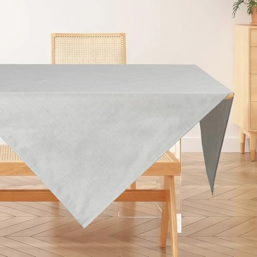 AooHome Tischdecke Abwaschbar, Hellgrau Tischdecken 100x100cm Leinen-Optik Tischtuch aus Polyester Wasserabweisend mit Lotuseffekt, Dauerhaft Kratzfest für Wohnzimmer, Esszimmer, Balkon, Garten von AooHome