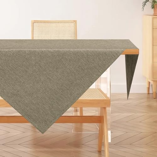 AooHome Tischdecke Abwaschbar, Kaffee Braun Tischdecken 100x100cm Leinen-Optik Tischtuch aus Polyester Wasserabweisend mit Lotuseffekt, Dauerhaft Kratzfest für Wohnzimmer, Esszimmer, Balkon, Garten von AooHome