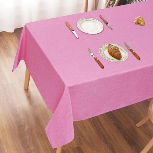 AooHome Tischdecke Abwaschbar, Rosa Tischdecken 100x140cm Leinen-Optik Tischtuch aus Polyester Wasserabweisend mit Lotuseffekt, Dauerhaft Kratzfest für Wohnzimmer, Esszimmer, Balkon, Garten AooHome Tischdecke Abwaschbar, Rosa Tischdecken 100x140cm Leinen-Optik Tischtuch aus Polyester Wasserabweisend mit Lotuseffekt, Dauerhaft Kratzfest für Wohnzimmer, Esszimmer, Balkon, Garten von AooHome
