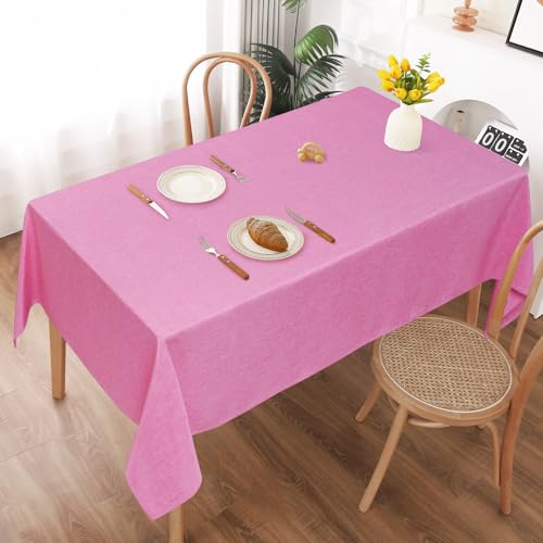 AooHome Tischdecke Abwaschbar, Rosa Tischdecken 130x160cm Leinen-Optik Tischtuch aus Polyester Wasserabweisend mit Lotuseffekt, Dauerhaft Kratzfest für Wohnzimmer, Esszimmer, Balkon, Garten AooHome Tischdecke Abwaschbar, Rosa Tischdecken 130x160cm Leinen-Optik Tischtuch aus Polyester Wasserabweisend mit Lotuseffekt, Dauerhaft Kratzfest für Wohnzimmer, Esszimmer, Balkon, Garten von AooHome