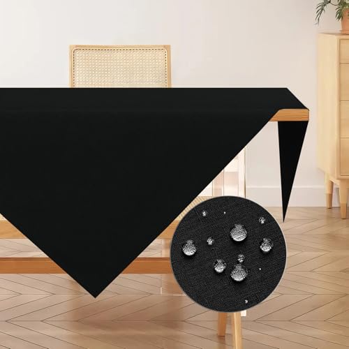 AooHome Tischdecke Abwaschbar, Schwarz Tischdecken 100x100cm Leinen-Optik Tischtuch aus Polyester Wasserabweisend mit Lotuseffekt, Dauerhaft Kratzfest für Wohnzimmer, Esszimmer, Balkon, Garten AooHome Tischdecke Abwaschbar, Schwarz Tischdecken 100x100cm Leinen-Optik Tischtuch aus Polyester Wasserabweisend mit Lotuseffekt, Dauerhaft Kratzfest für Wohnzimmer, Esszimmer, Balkon, Garten von AooHome