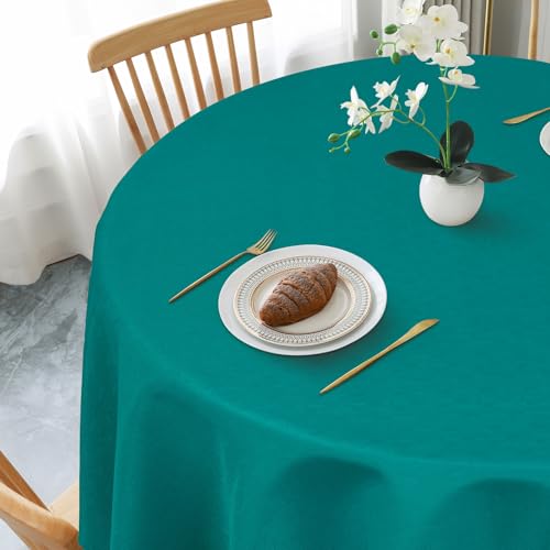 AooHome Tischdecke Rund Φ100cm, Blaugrün Leinen-Optik Tischdecken Abwaschbar Tischtuch aus Polyester Wasserabweisend mit Lotuseffekt, Dauerhaft Kratzfest für Wohnzimmer, Esszimmer, Balkon, Garten AooHome Tischdecke Rund Φ100cm, Blaugrün Leinen-Optik Tischdecken Abwaschbar Tischtuch aus Polyester Wasserabweisend mit Lotuseffekt, Dauerhaft Kratzfest für Wohnzimmer, Esszimmer, Balkon, Garten von AooHome