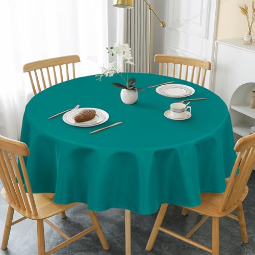 AooHome Tischdecke Rund Φ140cm, Blaugrün Leinen-Optik Tischdecken Abwaschbar Tischtuch aus Polyester Wasserabweisend mit Lotuseffekt, Dauerhaft Kratzfest für Wohnzimmer, Esszimmer, Balkon, Garten AooHome Tischdecke Rund Φ140cm, Blaugrün Leinen-Optik Tischdecken Abwaschbar Tischtuch aus Polyester Wasserabweisend mit Lotuseffekt, Dauerhaft Kratzfest für Wohnzimmer, Esszimmer, Balkon, Garten von AooHome