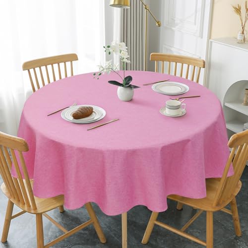 AooHome Tischdecke Rund Φ160cm, Rosa Leinen-Optik Tischdecken Abwaschbar Tischtuch aus Polyester Wasserabweisend mit Lotuseffekt, Dauerhaft Kratzfest für Wohnzimmer, Esszimmer, Balkon, Garten AooHome Tischdecke Rund Φ160cm, Rosa Leinen-Optik Tischdecken Abwaschbar Tischtuch aus Polyester Wasserabweisend mit Lotuseffekt, Dauerhaft Kratzfest für Wohnzimmer, Esszimmer, Balkon, Garten von AooHome
