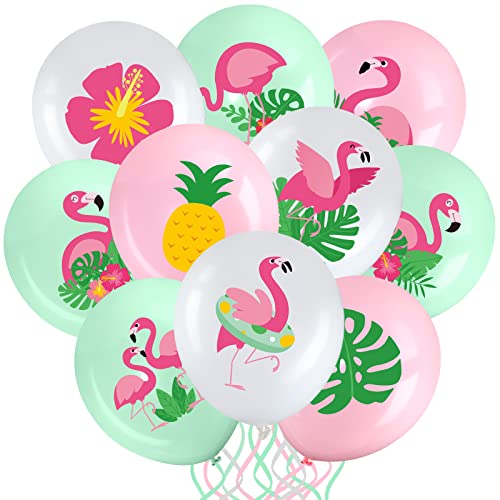 45 Stück Flamingo Luftballons Tropische Blatt Ananas Hibiskus Luftballons 12 Zoll Hawaiianische Luau Latex Ballons für Tropische Hawaii Flamingo Geburtstag Hochzeit Shower Party Deko von Aoriher