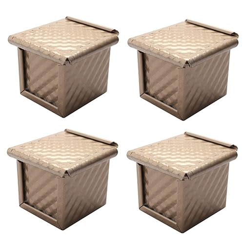 Aorwh Kastenform mit Deckel, Antihaft-Brot-Toastform, Mini-Quadrat-Toastbox zum Backen zu Hause, Perfektes Backset, 4-Teilig, Einfach zu Verwenden, Gold von Aorwh