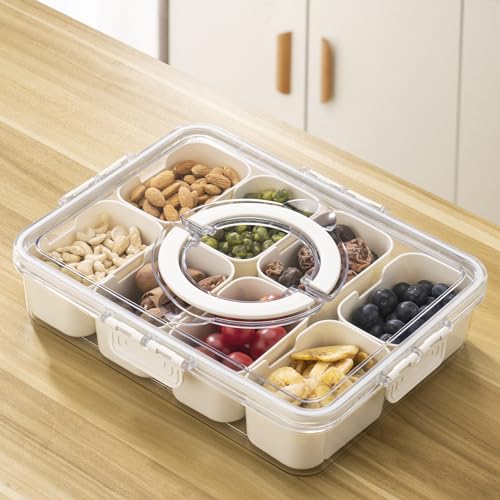 Aoshet Snackbox mit 8 Fächern, Snackschale mit Deckel, Spülmaschinenfest Snackbox Organizer, Snack Behälter für Snacks, Obst, Nüsse, Kekse, Kuchen von Aoshet