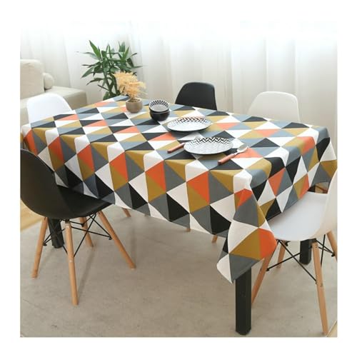 Aotiwe Outdoor Tischdecke Orange, Tischtuch Vintage Geometrische Muster Tischdecke Gartentisch Boho Table Cloth Decor Baumwolle Leinen 100x160cm von Aotiwe