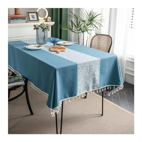 Aotiwe Tischtuch Blau, Tischtuch Abwaschbar Outdoor Blumen Jacquard Tischdeko Hochzeit Set Table Cloth House Polyester 140x220cm von Aotiwe