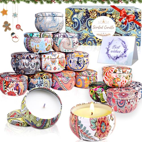 16 St Duftkerzen Geschenkset für Frauen, Weihnachten Kleine Duftkerzen Set Aromatherapy Kerzen Natürliches Sojawachs Duftkerze Geschenke für Adventskalender Geburtstag Valentinstag Muttertag,320 Std von Aottom