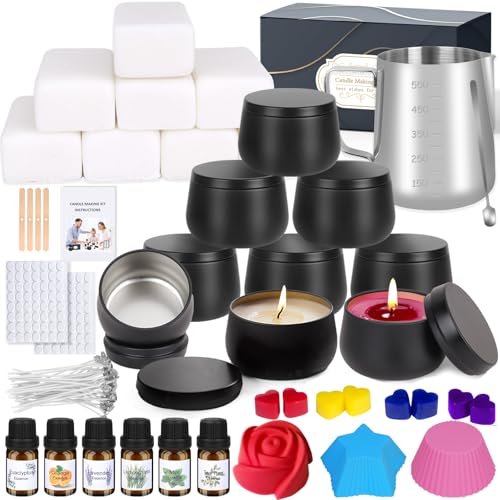 Kerzen Selber Machen Set, DIY Kerzenherstellung Kit, 9 Weihnachten Duftkerzen Geschenk mit Einschließlich Kerzen Gießen Set,Dochte Aufkleber u Rührlöffel,6 Ätherisches Öl,Sojawachs 480g für Kerzen von Aottom