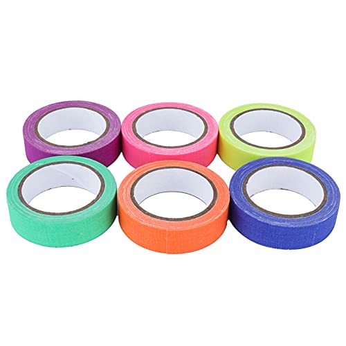 Aoveew 6-teiliges Fluoreszierendes UV-Klebeband, leuchtendes Warnband für die Heimbühne, 6-Farben-Sortimentspackung, hochviskoser Klebstoff, Keine Kleberrückstände, vielseitig von Aoveew