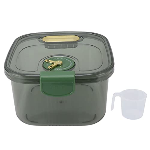 Aoveew Durchsichtiger, stapelbarer, transparenter Reisbehälter, sicher für die Aufbewahrung von Getreide, Mehl, Snacks, Küche (S 5kg/11.0lb Green) von Aoveew