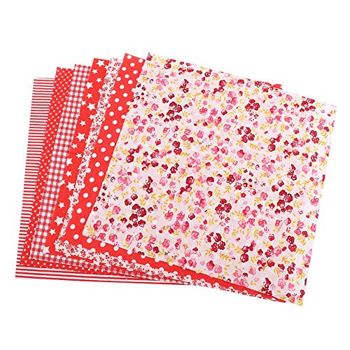 Bettwäsche-Baumwollstoff, verschiedene Quadrate, DIY-Bundle, Viertel, Rot, 25 x 25 cm, 7 Stück, zum Basteln, Nähen, Quilten von Aoveew