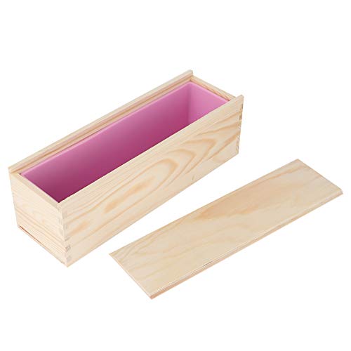 Rosenmuster handgemachte Seife Silikon Kuchen machen Holzkiste Küche Backwerkzeug DIY Seife für Zuhause (Rosa Silikon+Holzkiste) von Aoveew