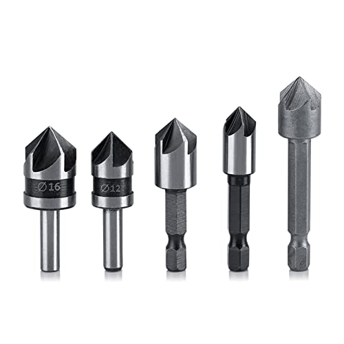 Titel: Premium Countersink Bohrer Set 5-teiliges Abschnittenkit, ideales Schandwerkzeug für Holzbearbeitung, Bohrungen und mehr von Aoveew