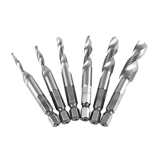 Titel: Premium -Tap -Bohrer -Bit 6PCS -Schraubenhahnbohrer -Bits Kombination, Hochgeschwindigkeitsstahl für eine effiziente Metallverarbeitung (Two-in-one composite tap HSS4341 (white diamond)) von Aoveew