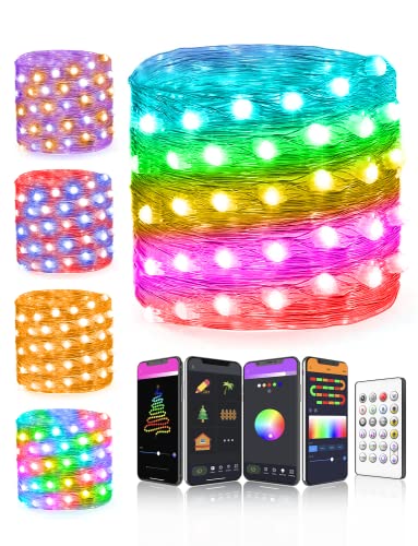 Aoycocr Custom RGB LED Lichterketten Kompatibel mit Warmweiß Mehrere Anwendungsszenarien App-Steuerung 20M 132Led Bluetooth fairy lights Lichterkette mit Timer für Zimmer Weihnachten Außen Party Deko von Aoycocr