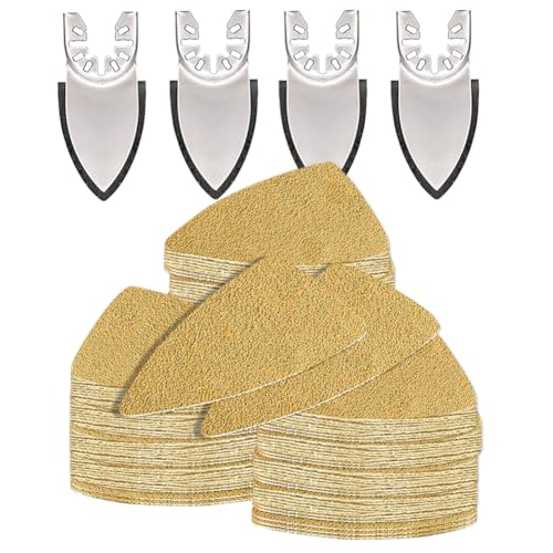 124 Multifunktionales Finger-Schleifpapier Set für Delta-Schleifer,Kompatibel mit Bosch,Fein,Makita,mit 4 Finger-Schleifplatten und 120 Schleifpapierblättern zum Schleifen von Ecken,Kanten,Holz,Metall von Aozzy