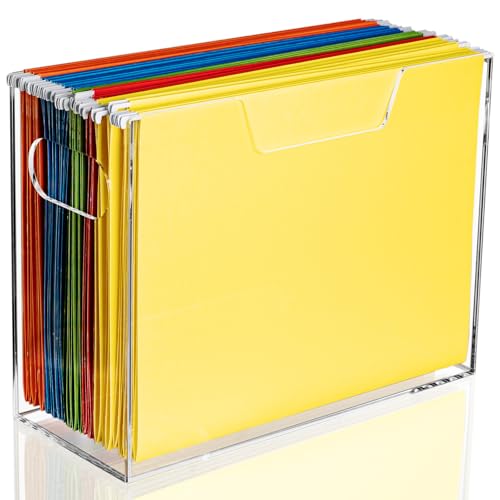 Aphbrada Acryl-Hängeregistratur-Organizer, transparente Aktenaufbewahrung, Organizer, Aktenschrank mit Griffen für Briefgröße/A4, tragbarer Ordnerhalter für Büro, Zuhause, Schule von Aphbrada