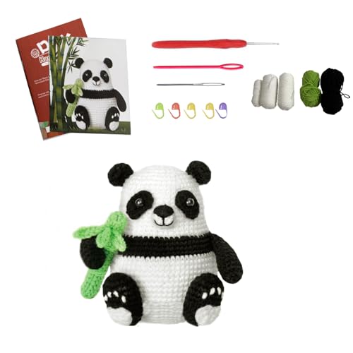 Häkelset für Anfänger, Häkelset für Erwachsene, Häkeltier-Sets mit Schritt-für-Schritt-Video-Tutorials, Anfänger-Häkel-Starter-Kit mit Garnen, Haken, Zubehör (Panda) von Aphse